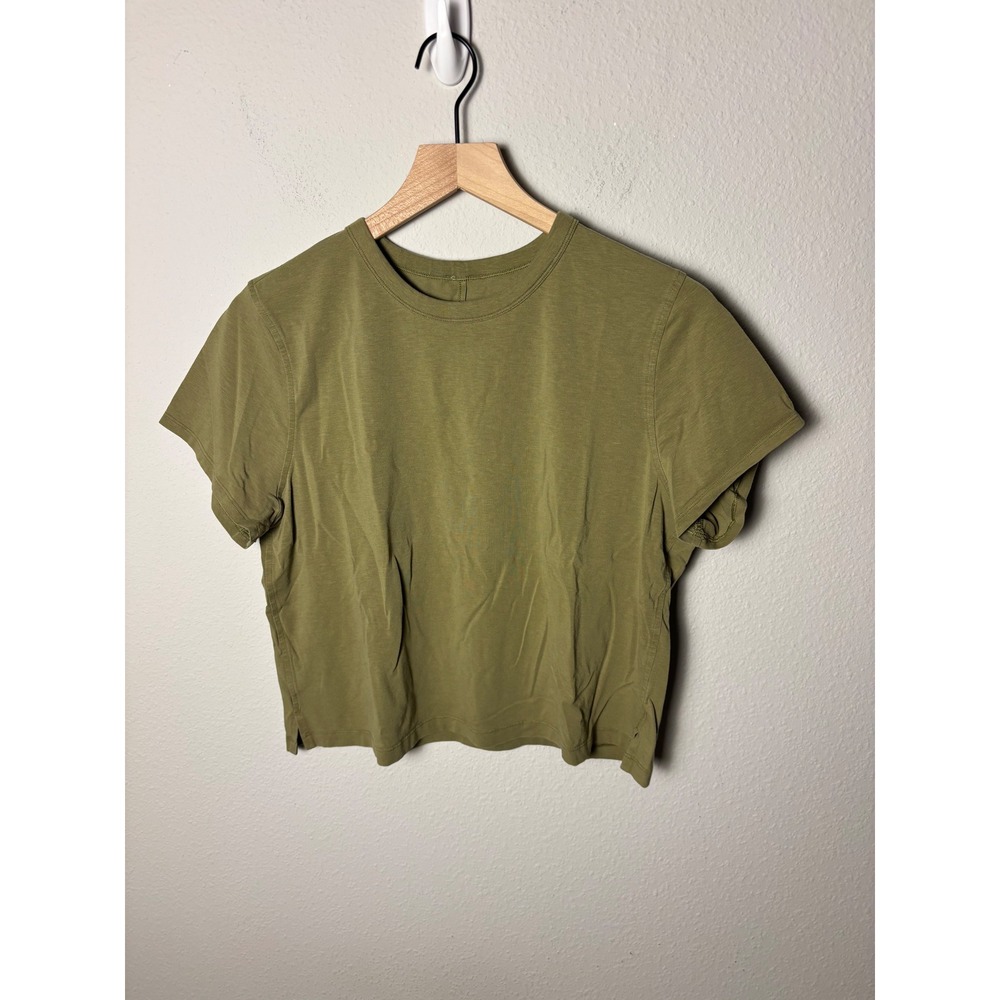 Lululemon Classic-Fit Cotton-Blend T-Shirt Bronze Green Size 12 Short Sleeve